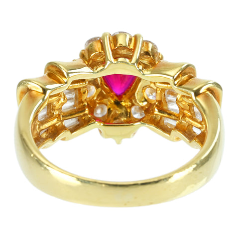 【中古】K18YG RUBYルビーリング RING R0.69ct D1.10ct CGLソーティング 6.5g #10.5