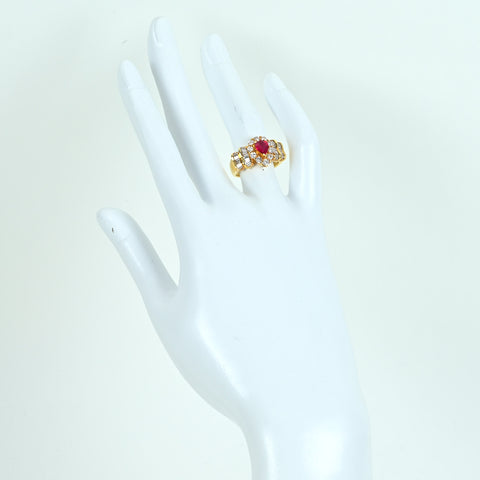 【中古】K18YG RUBYルビーリング RING R0.69ct D1.10ct CGLソーティング 6.5g #10.5