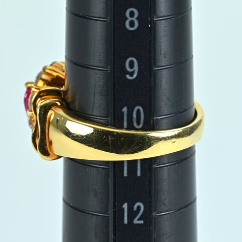 【中古】K18YG RUBYルビーリング RING R0.69ct D1.10ct CGLソーティング 6.5g #10.5