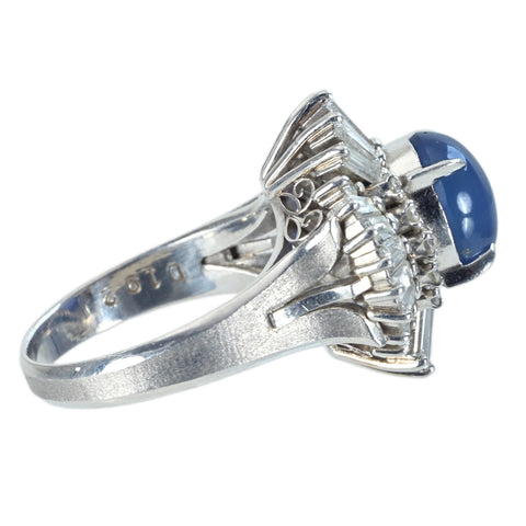 【中古】PT900 STAR SAPPHIRE スターサファイアリング RING SS3.84ct D1.92ct CGLソーティング 9.9g #11.5 手づくり（Hand Made）品
