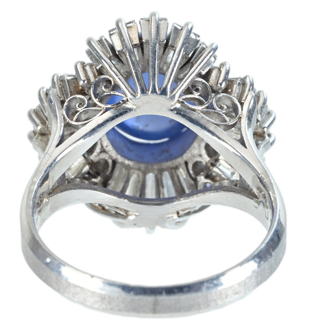 【中古】PT900 STAR SAPPHIRE スターサファイアリング RING SS3.84ct D1.92ct CGLソーティング 9.9g #11.5 手づくり（Hand Made）品