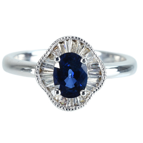【中古】 K18WG SAPPHIRE RING サファイアリング S1.04ct D0.25ct CGLソーティング 4.8g #16