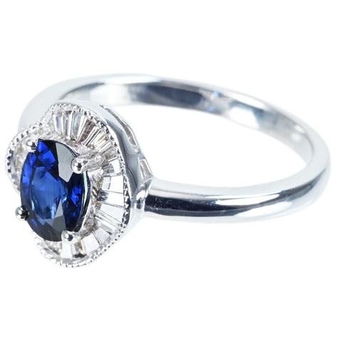 【中古】 K18WG SAPPHIRE RING サファイアリング S1.04ct D0.25ct CGLソーティング 4.8g #16