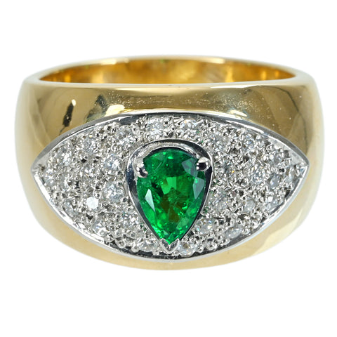 【中古】K18YG/PT900 EMERALD エメラルドリング RING E0.60ct D0.38ct GGSソーティング 17.2g #15.5