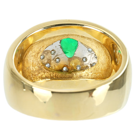 【中古】K18YG/PT900 EMERALD エメラルドリング RING E0.60ct D0.38ct GGSソーティング 17.2g #15.5