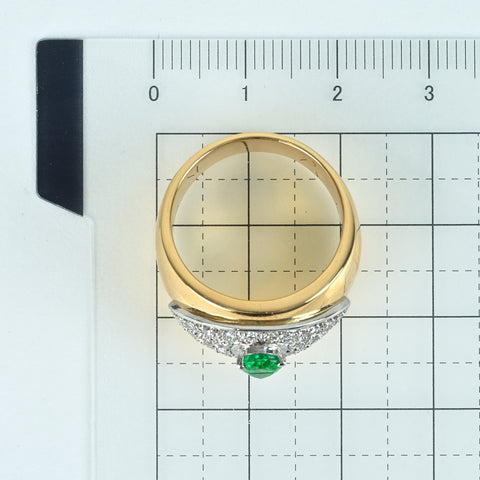 【中古】K18YG/PT900 EMERALD エメラルドリング RING E0.60ct D0.38ct GGSソーティング 17.2g #15.5