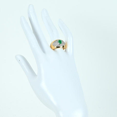 【中古】K18YG/PT900 EMERALD エメラルドリング RING E0.60ct D0.38ct GGSソーティング 17.2g #15.5