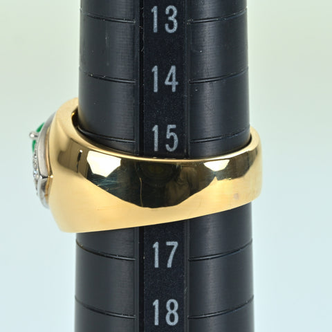 【中古】K18YG/PT900 EMERALD エメラルドリング RING E0.60ct D0.38ct GGSソーティング 17.2g #15.5