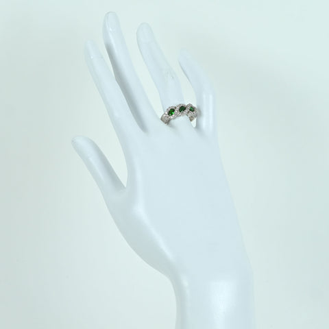 【中古】PT900 GARNET RING グリーンガーネットリング GG0.50ct D0.32ct CGLソーティング 8.4g #15.5