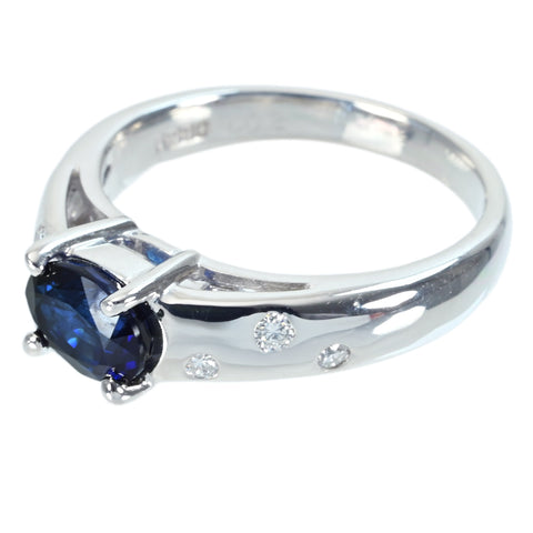 【中古】PT900 SAPPHIREサファイアリング RING  S1.02ct D0.10ct GRJソーティング 5.8g #9