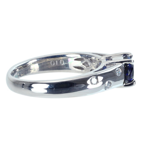 【中古】PT900 SAPPHIREサファイアリング RING  S1.02ct D0.10ct GRJソーティング 5.8g #9