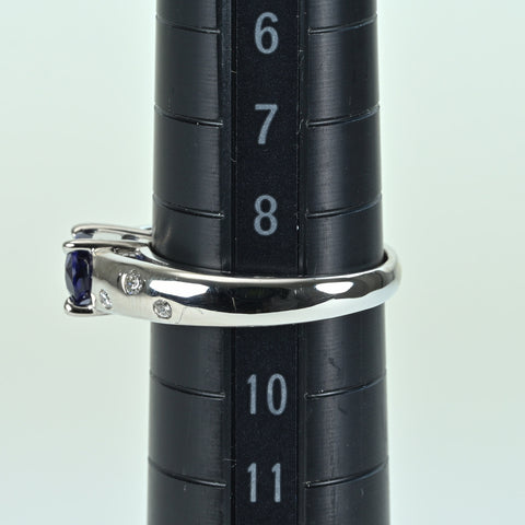【中古】PT900 SAPPHIREサファイアリング RING  S1.02ct D0.10ct GRJソーティング 5.8g #9