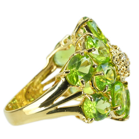 【中古】K18YG PERIDOT RING ペリドットリング D0.22ct 7.4g #12.5