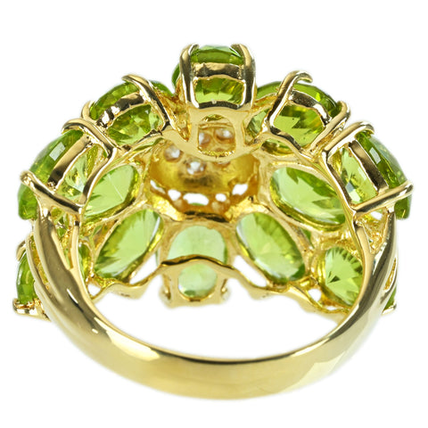 【中古】K18YG PERIDOT RING ペリドットリング D0.22ct 7.4g #12.5