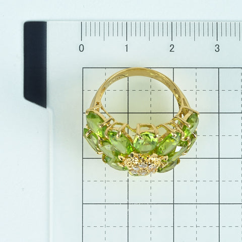 【中古】K18YG PERIDOT RING ペリドットリング D0.22ct 7.4g #12.5
