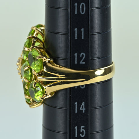 【中古】K18YG PERIDOT RING ペリドットリング D0.22ct 7.4g #12.5
