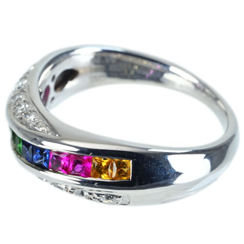 【中古】K18WG MULTI STONE RING マルチカラーストーンリング Y 0.20 S0.25 D0.20 5.1g