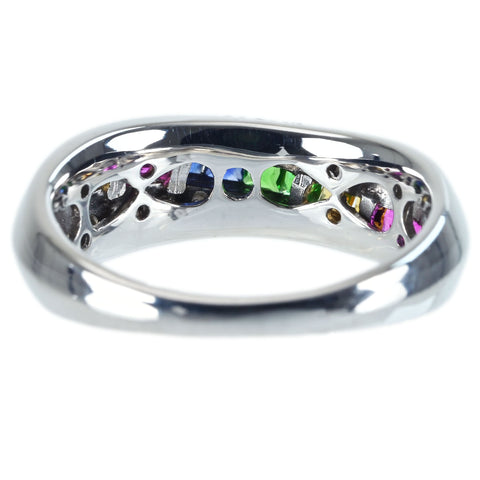 【中古】K18WG MULTI STONE RING マルチカラーストーンリング Y 0.20 S0.25 D0.20 5.1g
