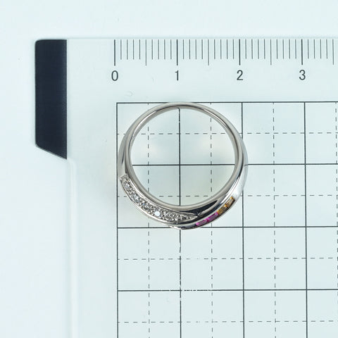 【中古】K18WG MULTI STONE RING マルチカラーストーンリング Y 0.20 S0.25 D0.20 5.1g