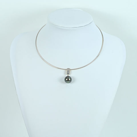 【中古】K18/PT900 TAHITIAN PEARL PENDANT NECKLACE 黒蝶パールリバーシブルペンダントネックレス P14.5mm D0.10ct 11.6g