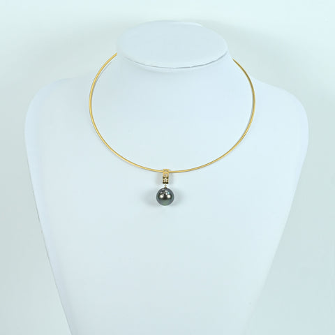 【中古】K18/PT900 TAHITIAN PEARL PENDANT NECKLACE 黒蝶パールリバーシブルペンダントネックレス P14.5mm D0.10ct 11.6g