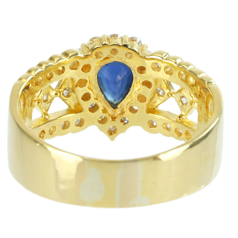 【中古】 K18YG SAPPHIRE サファイアリング RING S1.18ct D0.71ct 7.0g #17