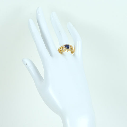 【中古】 K18YG SAPPHIRE サファイアリング RING S1.18ct D0.71ct 7.0g #17