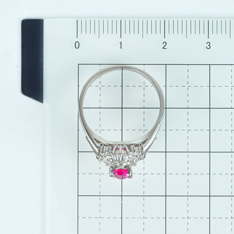 【中古】PT900 RUBY RING ルビーリング R0.72ct D0.57ct 5.2g #14