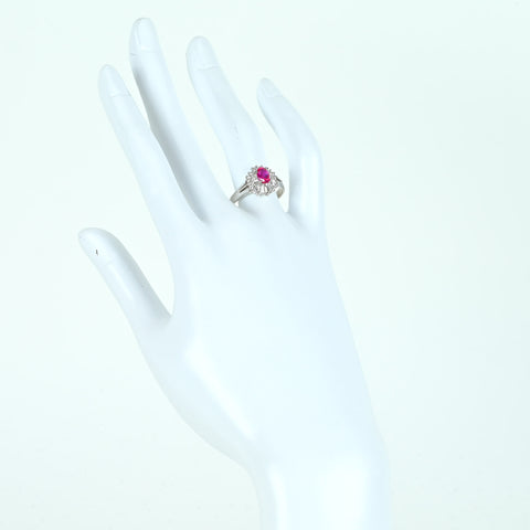 【中古】PT900 RUBY RING ルビーリング R0.72ct D0.57ct 5.2g #14