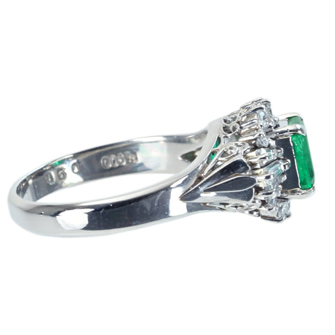 【中古】PT900 EMERALD エメラルドリング RING E0.90ct D0.46ct 6.2g #13