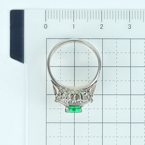 【中古】PT900 EMERALD エメラルドリング RING E0.90ct D0.46ct 6.2g #13