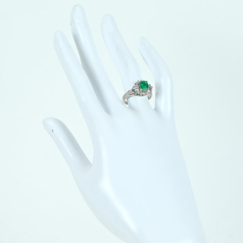【中古】PT900 EMERALD エメラルドリング RING E0.90ct D0.46ct 6.2g #13