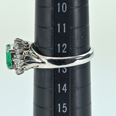 【中古】PT900 EMERALD エメラルドリング RING E0.90ct D0.46ct 6.2g #13