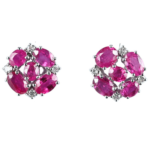 【中古】K18WG RUBY EARRINGS ルビーピアス R5.14ct D0.26ct 日本宝石科学協会鑑別書 4.7g