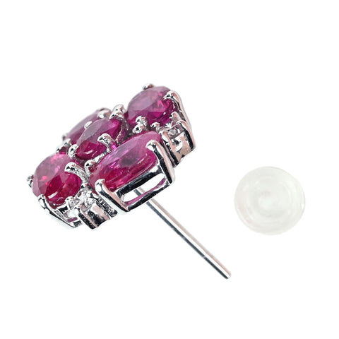 【中古】K18WG RUBY EARRINGS ルビーピアス R5.14ct D0.26ct 日本宝石科学協会鑑別書 4.7g