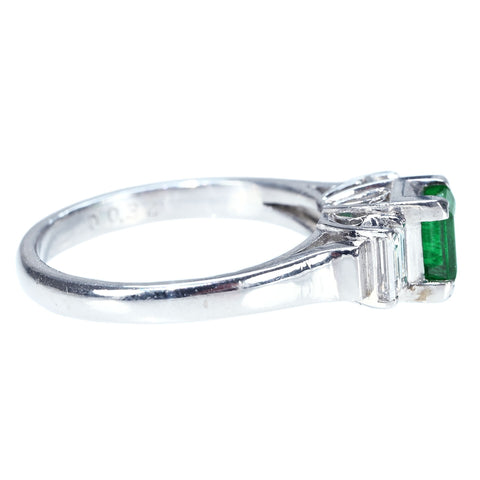 【中古】PT900 EMERALD RING エメラルドリング E0.54ct D0.34ct 4.8g #10.5