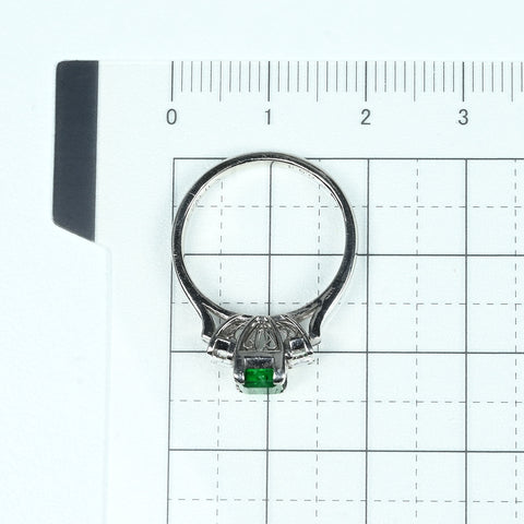 【中古】PT900 EMERALD RING エメラルドリング E0.54ct D0.34ct 4.8g #10.5