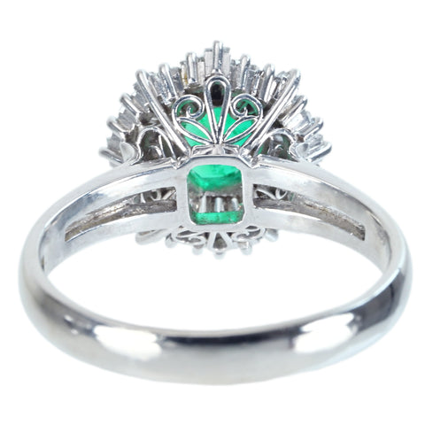 【中古】PT900 EMERALD エメラルドリング RING E0.93ct D0.76ct CGLソーティング 5.9g #13 Hand made