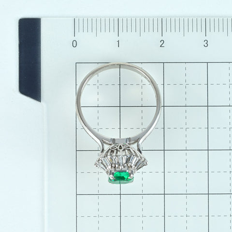 【中古】PT900 EMERALD エメラルドリング RING E0.93ct D0.76ct CGLソーティング 5.9g #13 Hand made