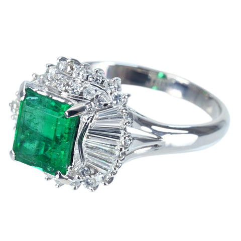 [Used] PT900 Emerald Ring, E1.60ct, D0.72ct, 7.8g, #15 