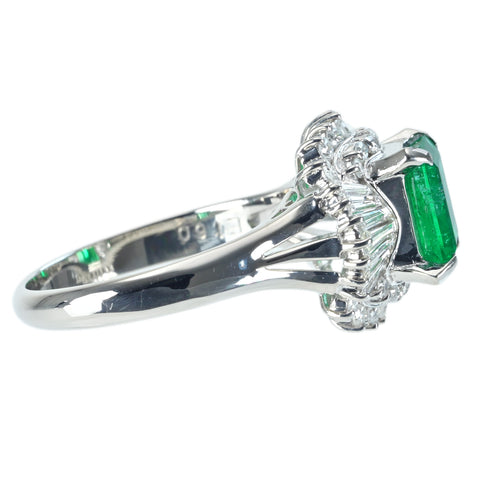 [Used] PT900 Emerald Ring, E1.60ct, D0.72ct, 7.8g, #15 