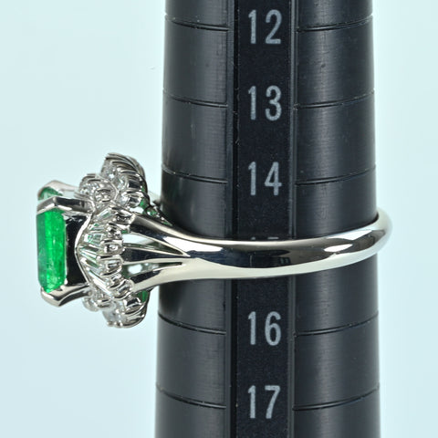 [Used] PT900 Emerald Ring, E1.60ct, D0.72ct, 7.8g, #15 