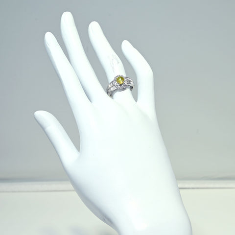 【中古】PT900 CATS EYE RING クリソベリルキャッツアイリング CE1.13ct D0.62ct 7.4g #11