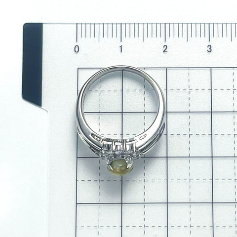 【中古】PT900 CATS EYE RING クリソベリルキャッツアイリング CE1.13ct D0.62ct 7.4g #11