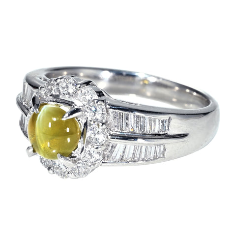 【中古】PT900 CATS EYE RING クリソベリルキャッツアイリング CE1.13ct D0.62ct 7.4g #11