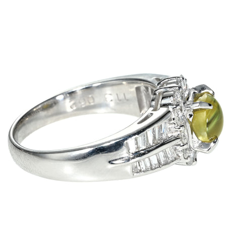 【中古】PT900 CATS EYE RING クリソベリルキャッツアイリング CE1.13ct D0.62ct 7.4g #11
