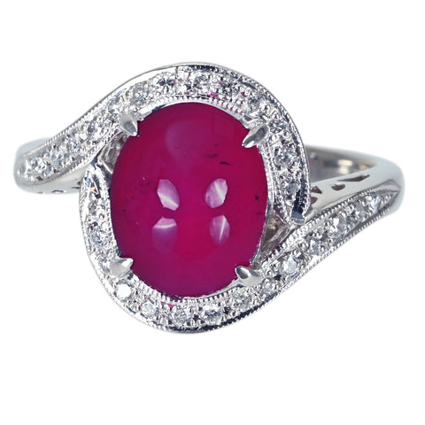 【中古】 PT900 RUBYルビーリング R4.09ct D0.21ct 8.6g #16