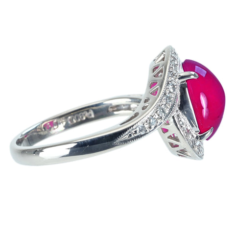 [Used] PT900 RUBY Ruby Ring R4.09ct D0.21ct 8.6g #16 