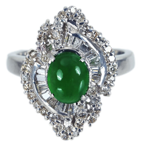 【中古】PT900 JADEITE RING ヒスイリング J2.117ct D1.65ct ソーティング 15.0g #19.5
