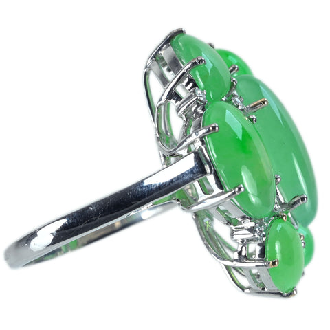 【中古】K18WG JADEITE RING ヒスイリング J14.90ct D0.12ct 9.9g #13.5